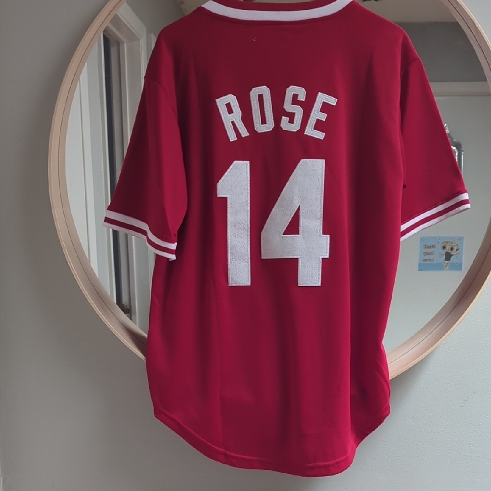 Mitchell & Ness Pete Rose Cincinnati Reds Cooperstown Jersey - Red - Large